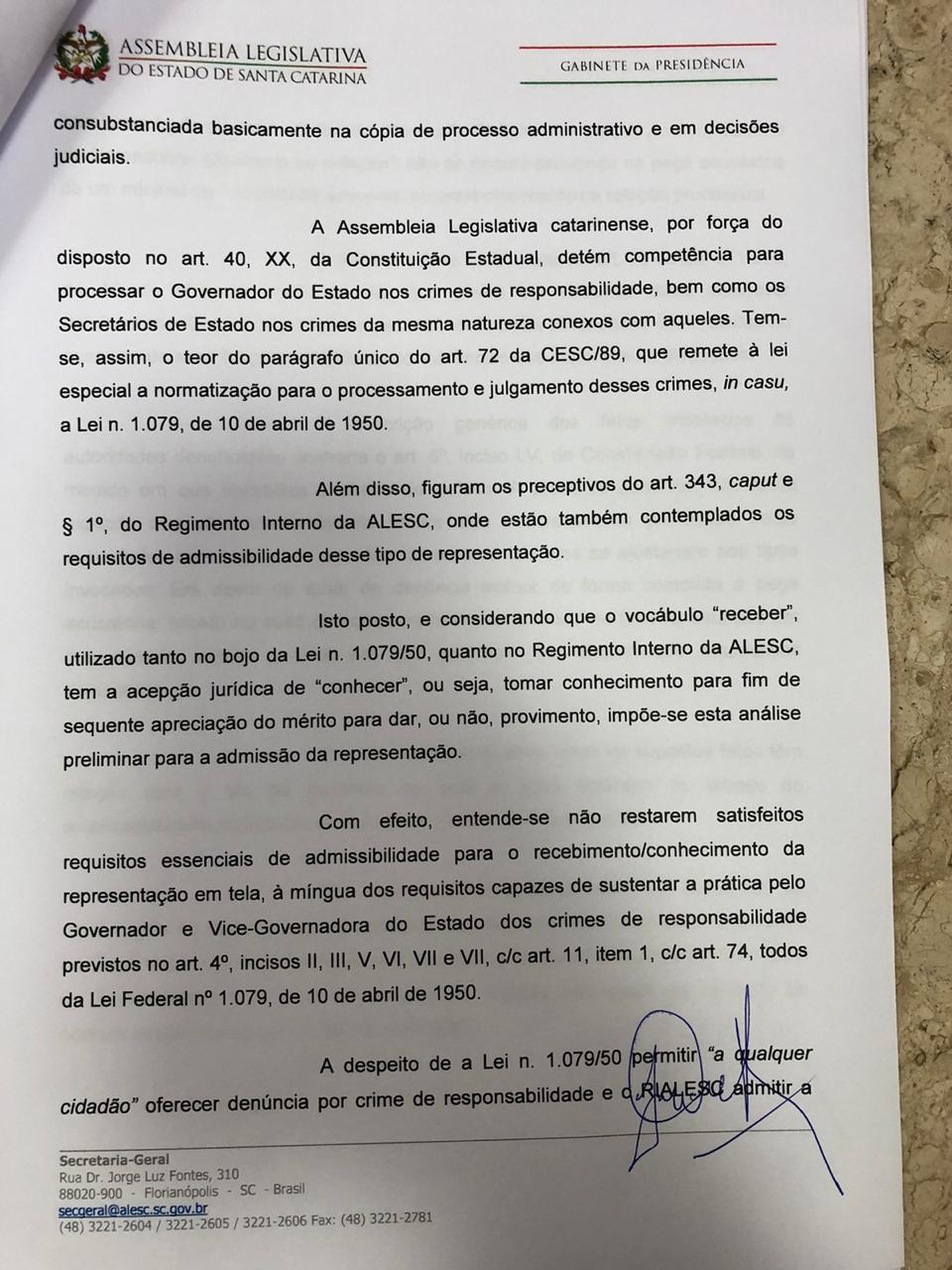 Assembleia decide pelo não recebimento do impeachment de Carlos Moisés 