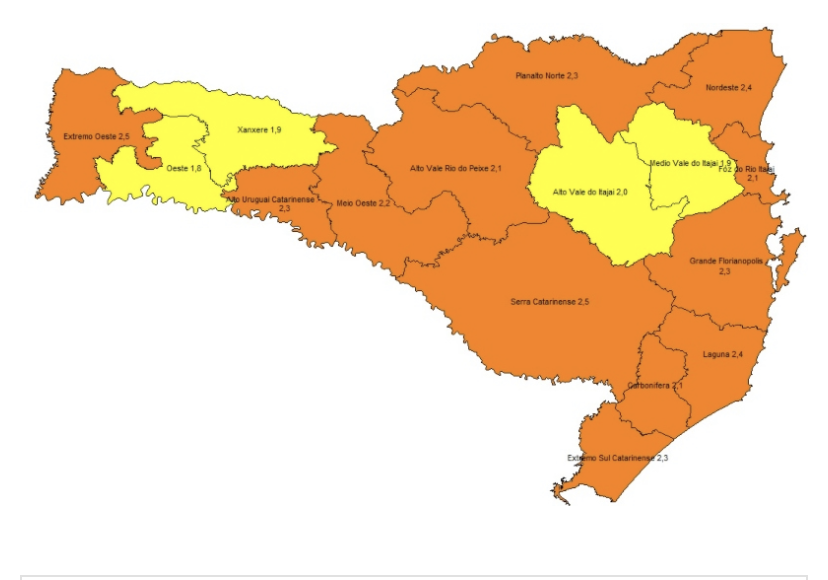 Coronavírus em SC: 12 regiões estão classificadas em estado Grave e quatro com risco Alto